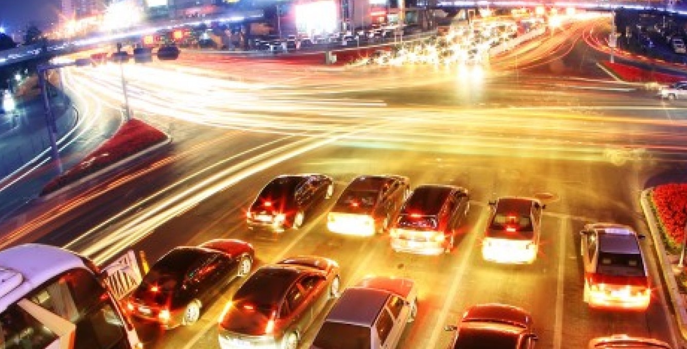 Modern City At Night Fast Traffic 610X259